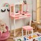 Kids Vanity Princess Makeup Dressing Table Chair Set with Tri-folding Mirror